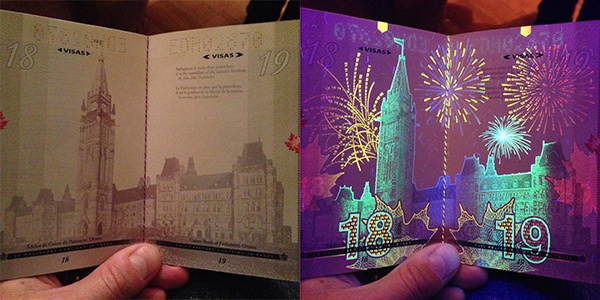 Kanadischer Pass mit UV-Merkmalen